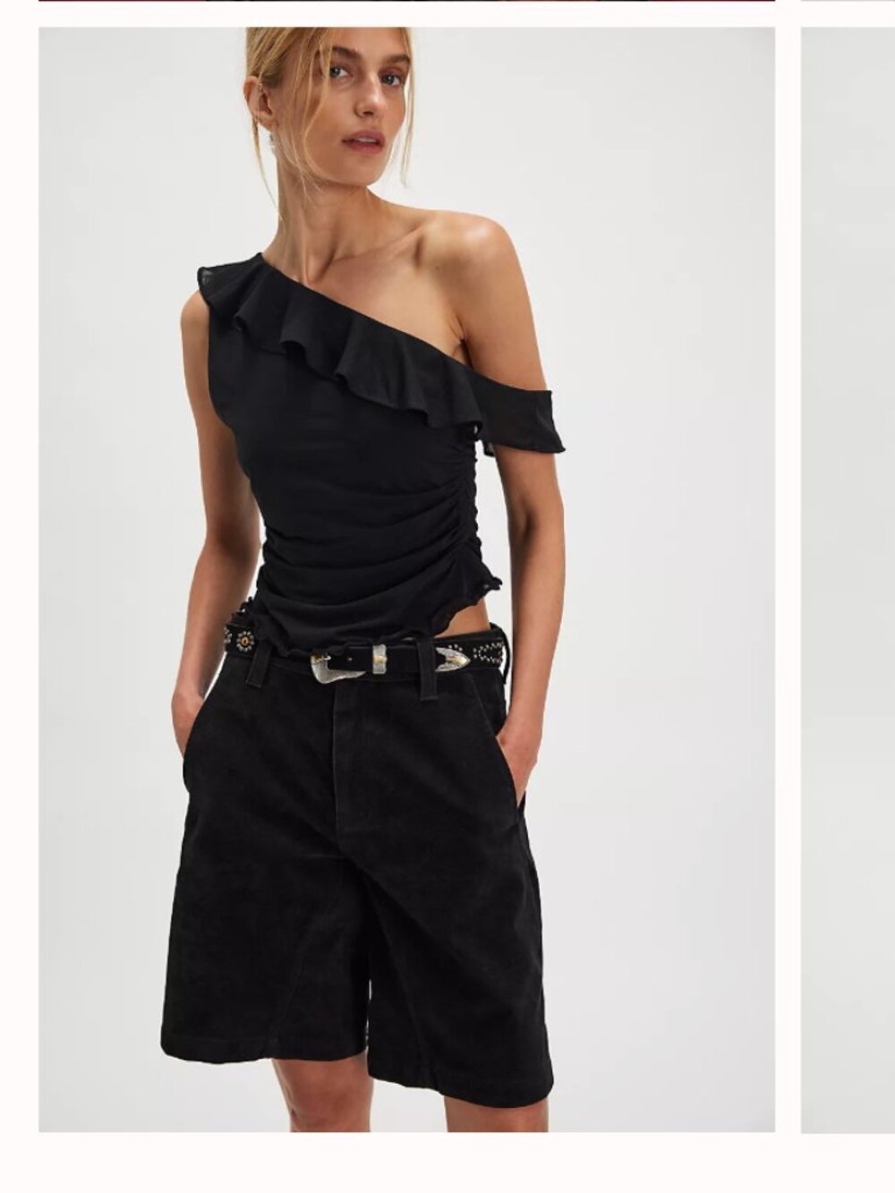 Isla Off-The-Shoulder Ruched Sleeveless Top